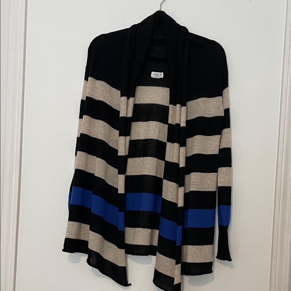 Club Monaco Black Striped 100% Cashmere Kasppere Shawl Collar Cardigan size XS/S